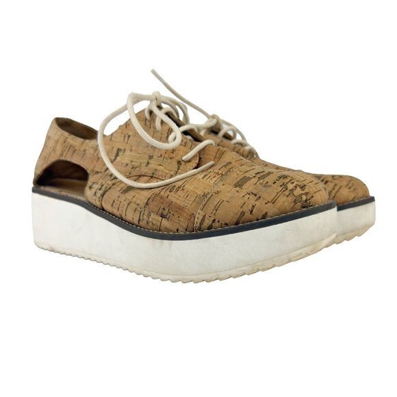 SCHUTZ Oxford Flatform Cut Out Cork Lightweight Contemporary Summer sz 41 - Picture 2 of 15